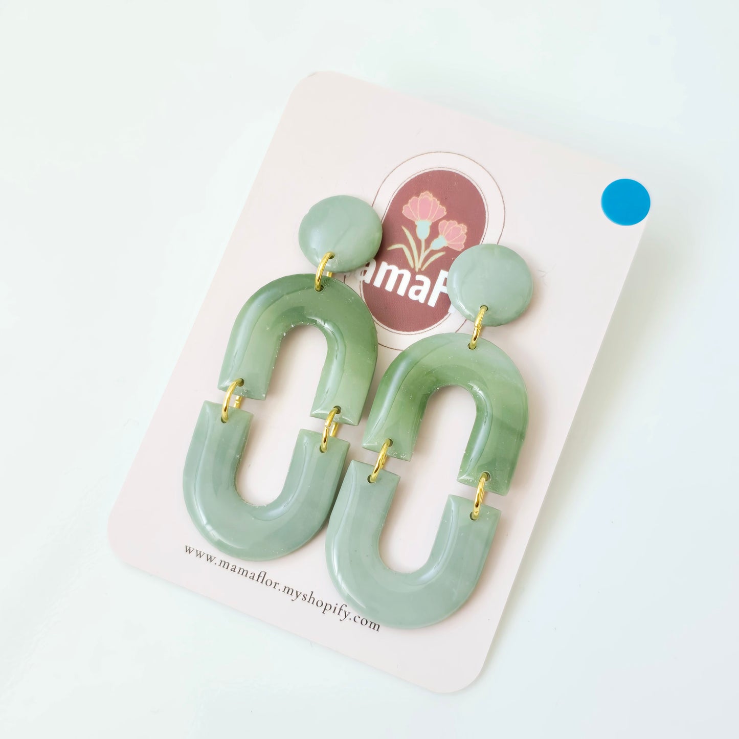 Petite Olivia Dangle Earrings in gradient sage