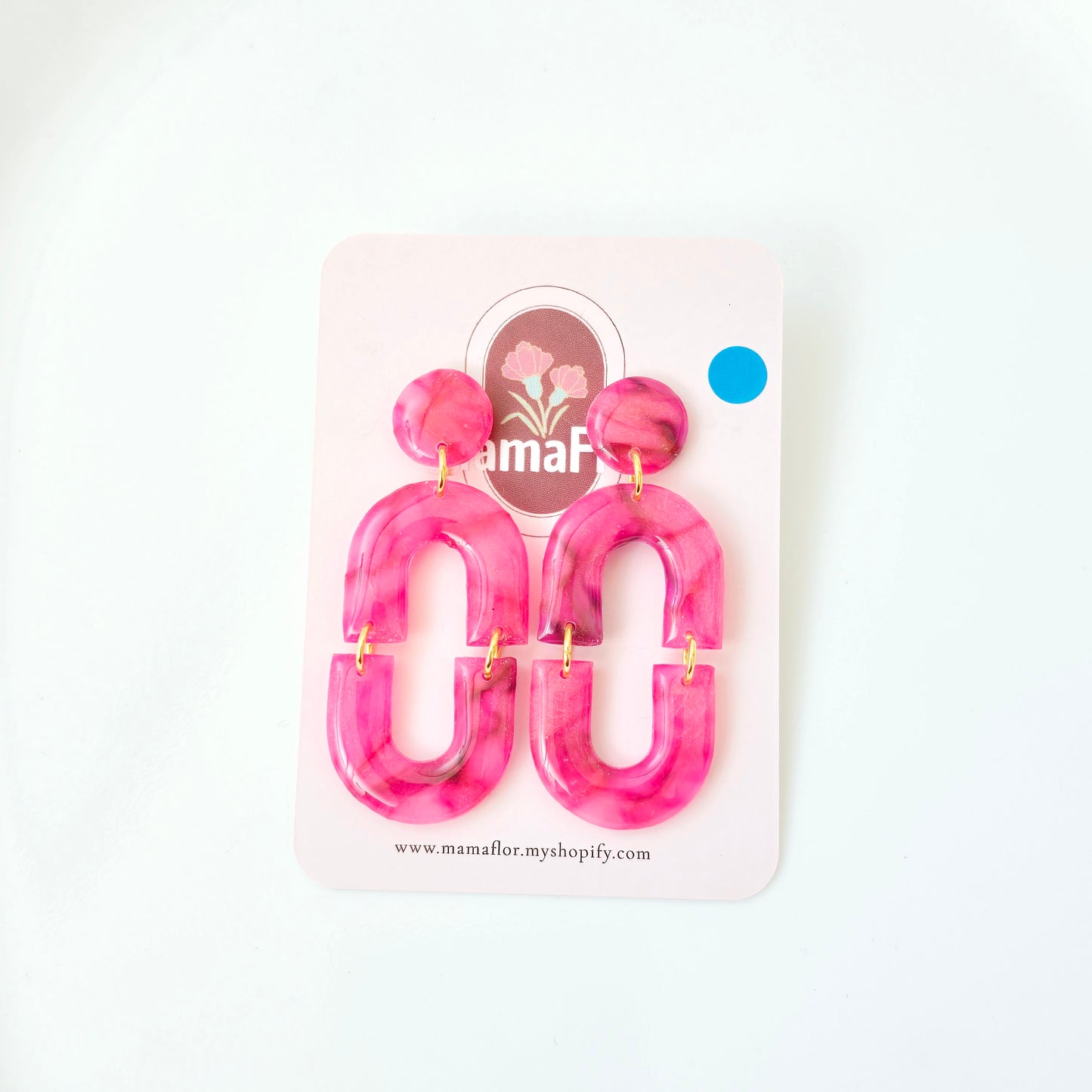 Petite Olivia Dangle Earrings in translucent hot pink marble