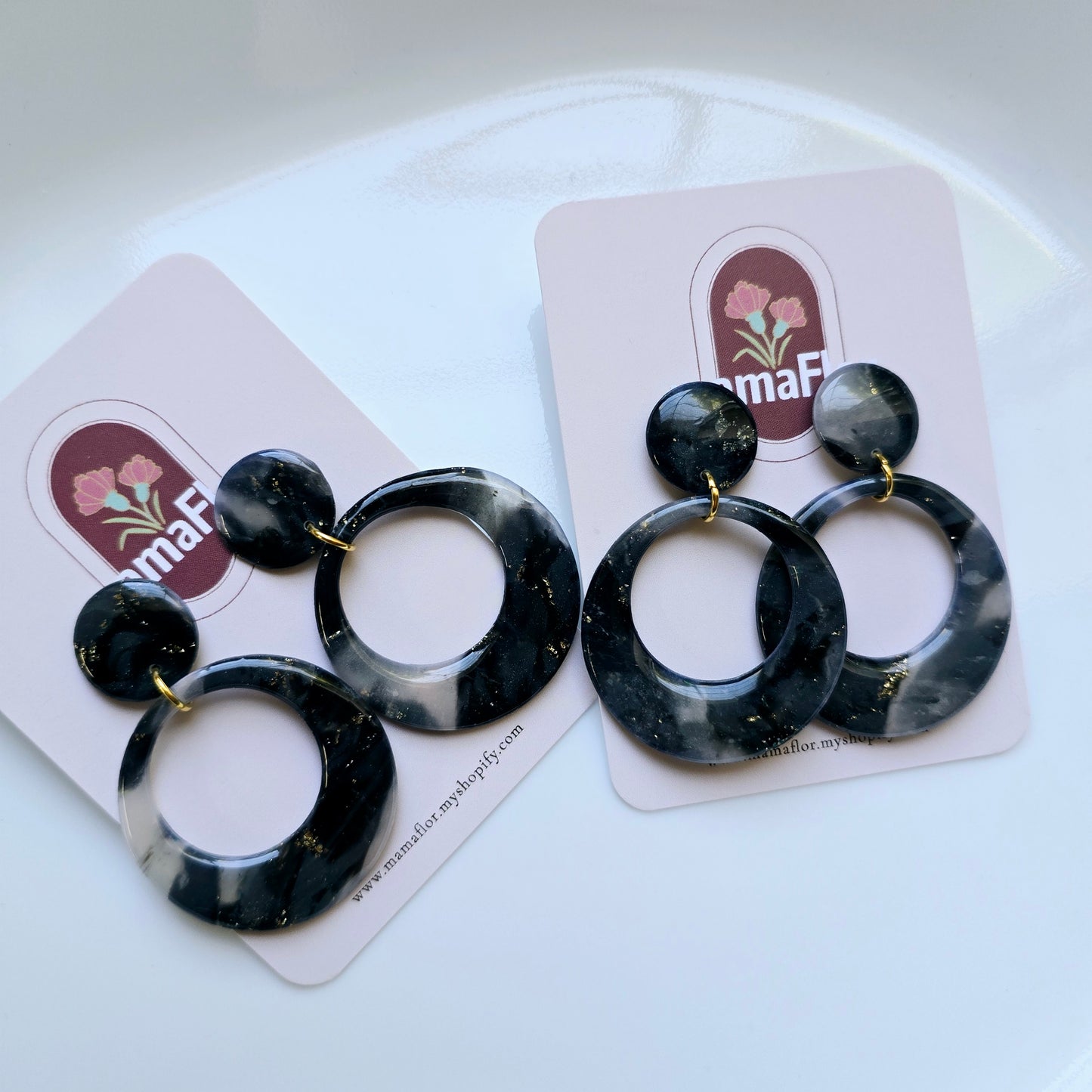 Ophelia Dangle Earrings in Night Marble