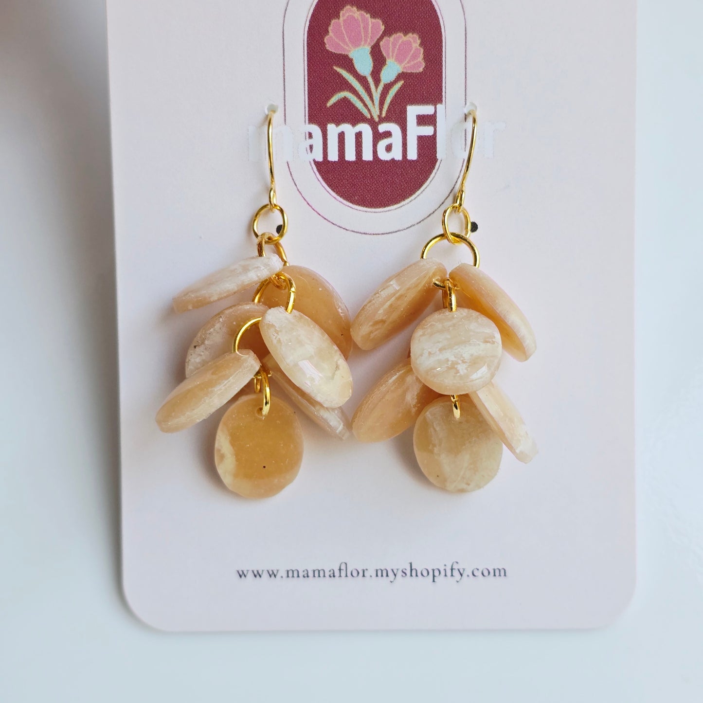 Ada Cascade Earrings in Beige Marble