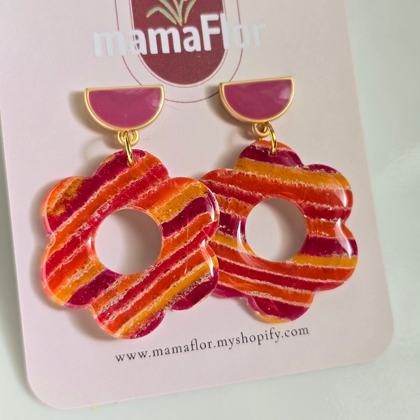 Flor Dangle Earrings in candy stripes