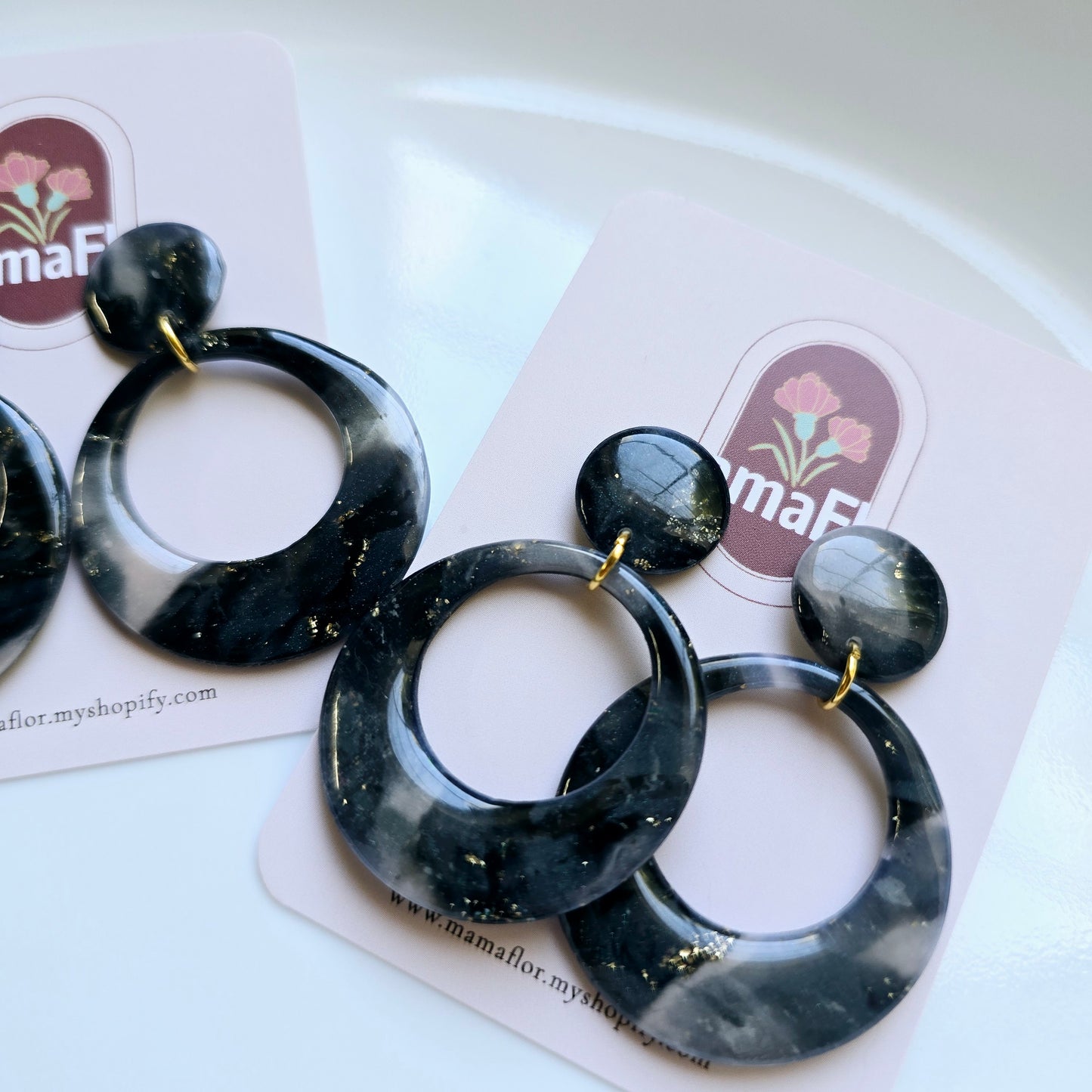Ophelia Dangle Earrings in Night Marble