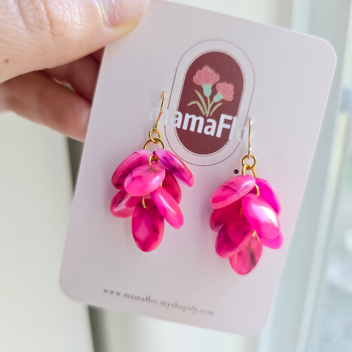 Ada Cascade Earrings in marble hot pink