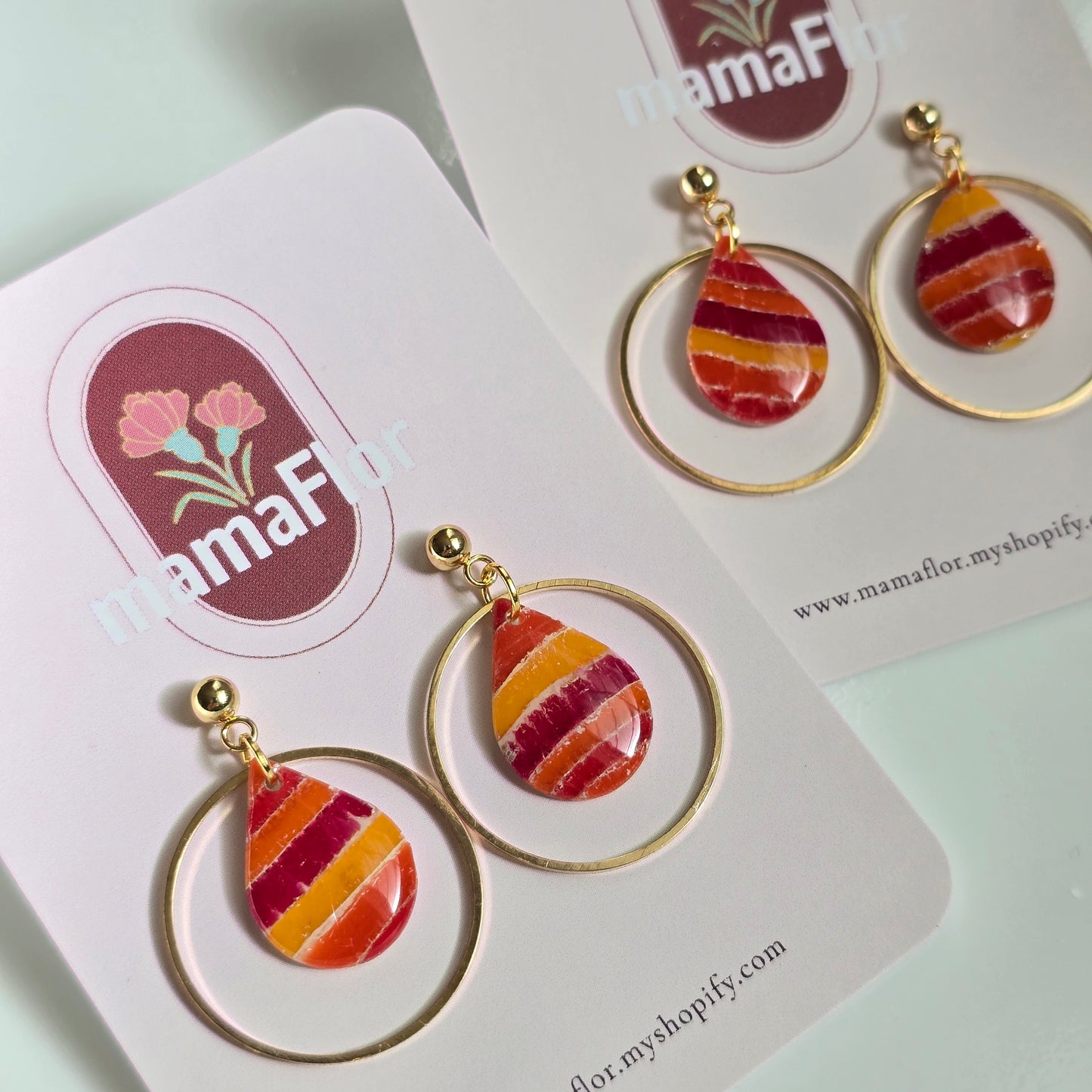 Gotita Halo Dangle Earrings in striped candy