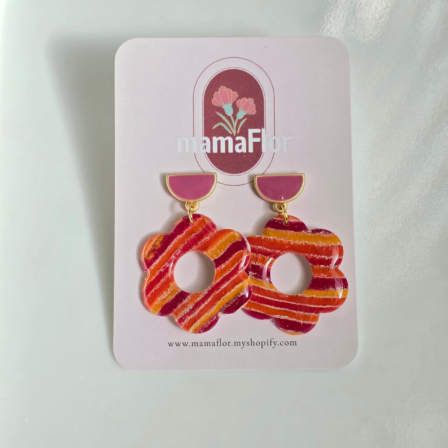Flor Dangle Earrings in candy stripes