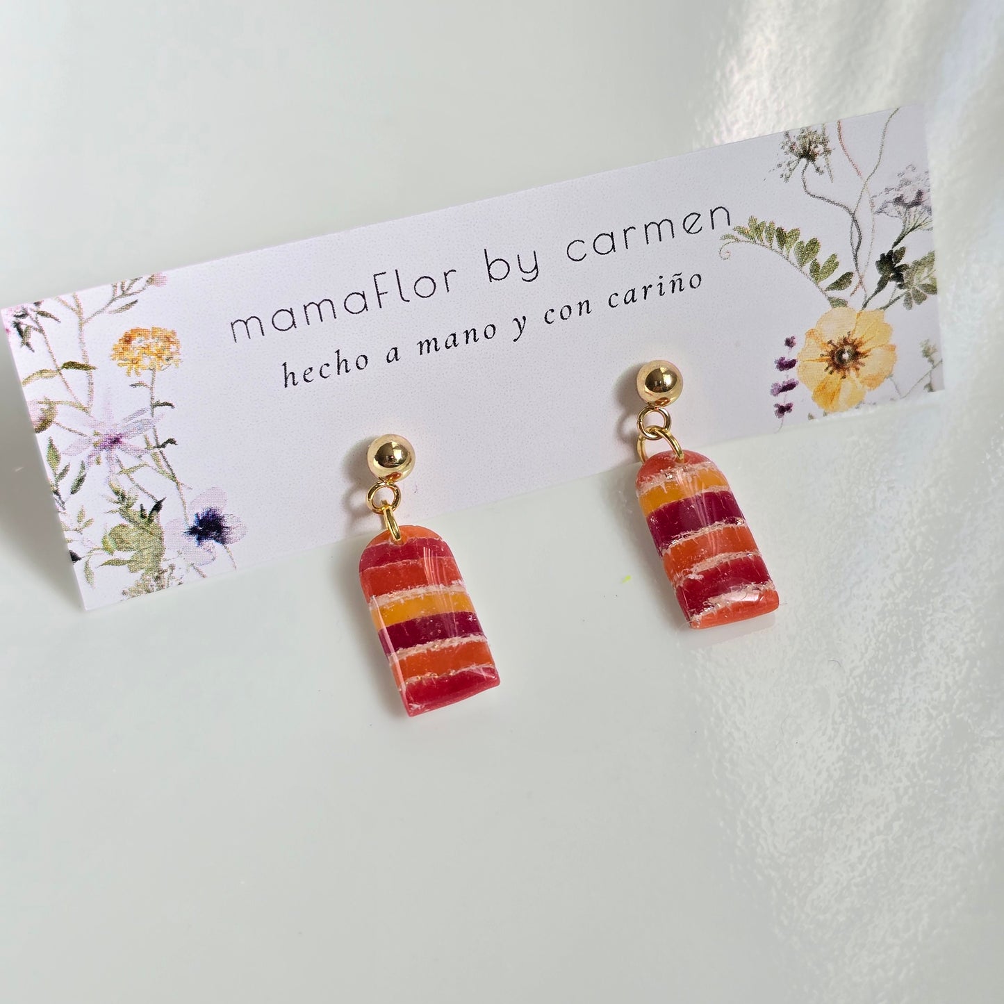 Dainty Bell Dangles in stripped candy
