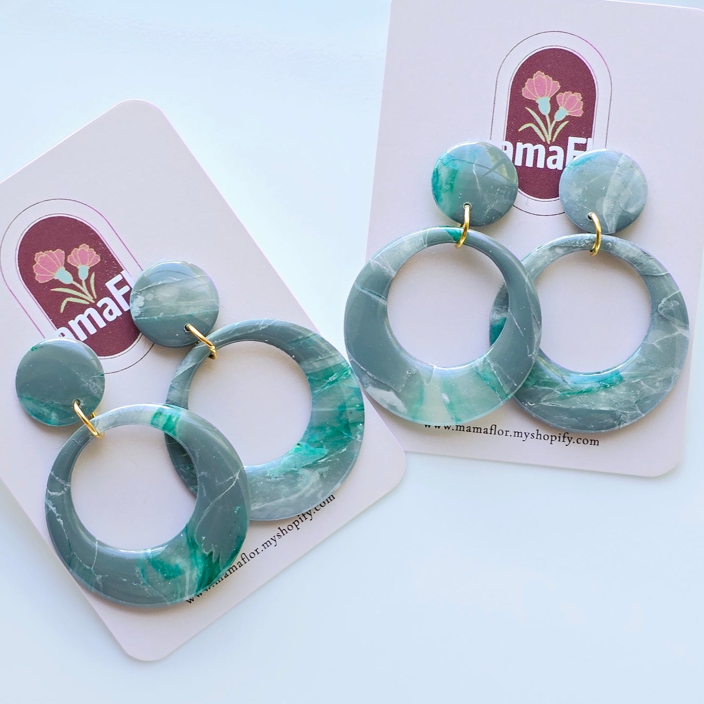 Ophelia Dangle Earrings in blue gray marble