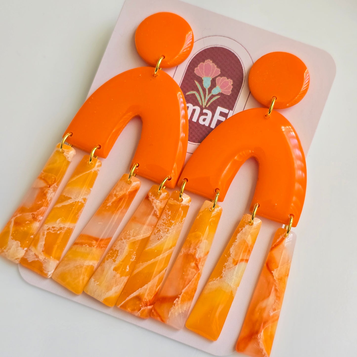 Arco Dangle Earrings in Tangerine