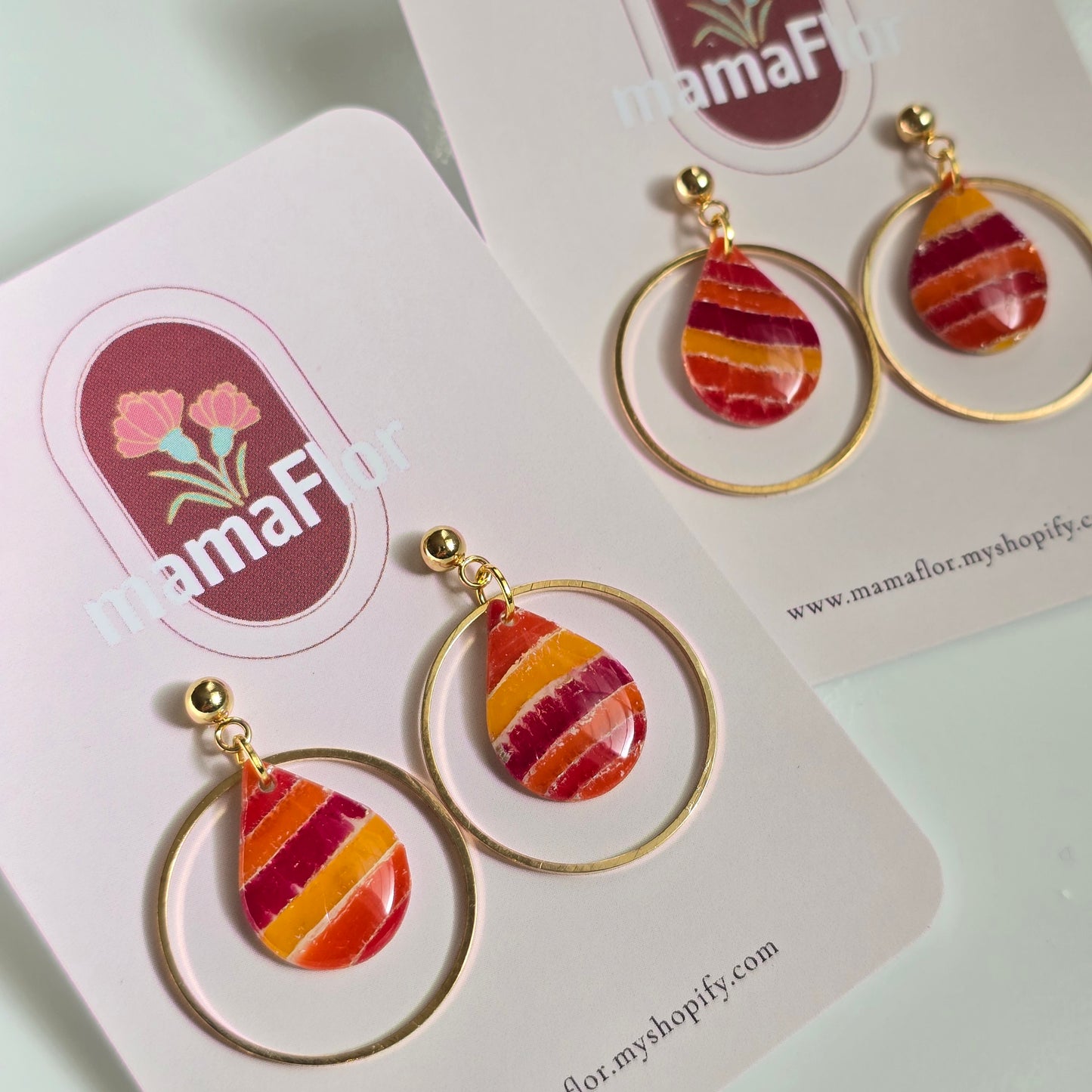 Gotita Halo Dangle Earrings in striped candy