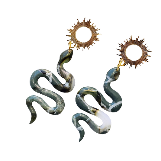 Serpiente del Sol in faux green stone