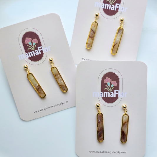 Eliza Dangle Earrings in Neutral Stone marbling