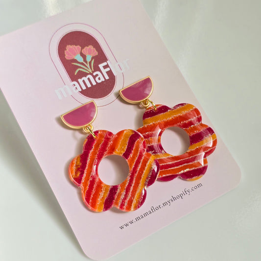 Flor Dangle Earrings in candy stripes