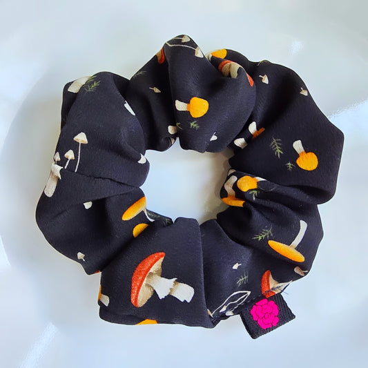 Dark Mushroom Print Scrunchie