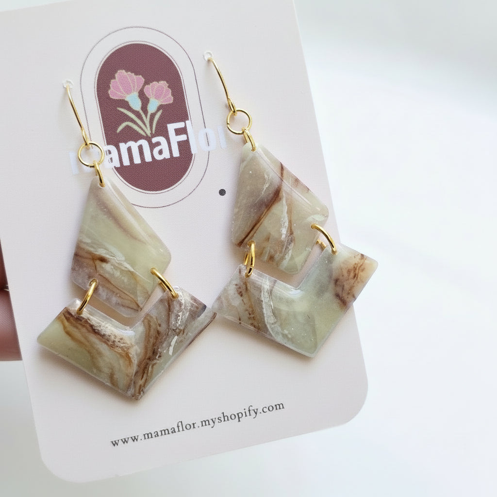 Harlow Hook Earrings in Neutral Stone