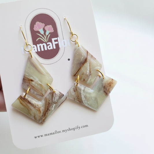 Harlow Hook Earrings in Neutral Stone