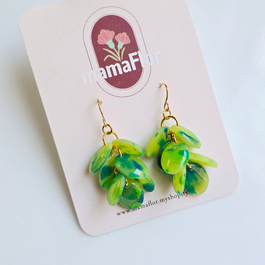 Ada Cascade Earrings in Tropical greens