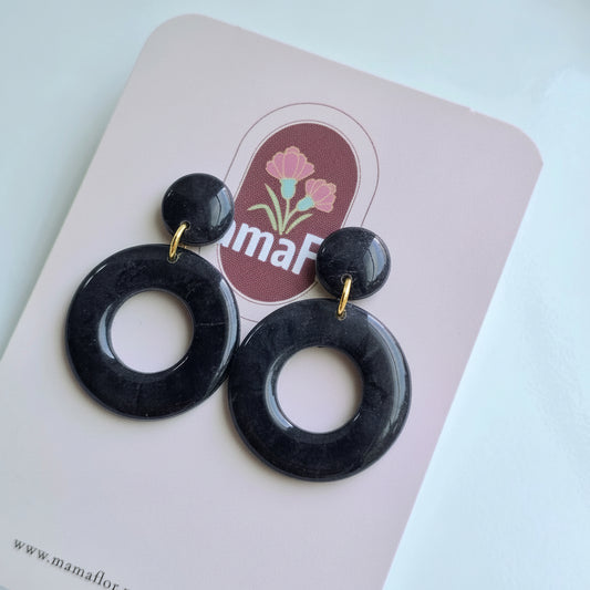 O'Bebé Hoop Dangle Earrings in River Rock marbling