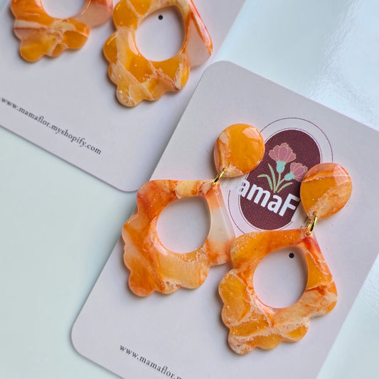 Paloma Dangle Earrings in translucent clementine marbling