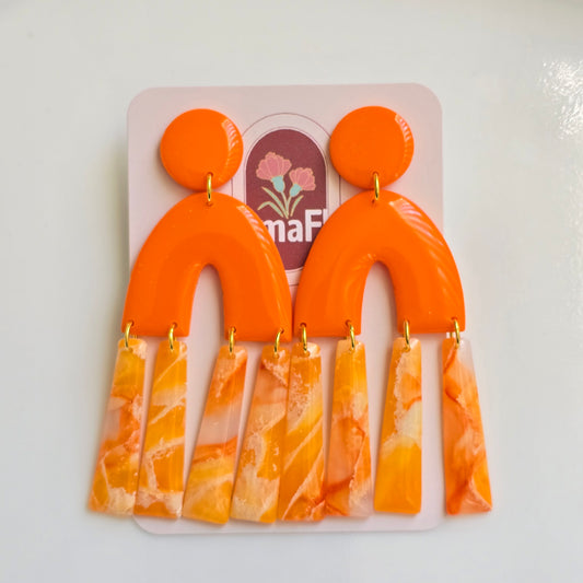 Arco Dangle Earrings in Tangerine