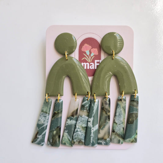Arco Dangle Earrings in earth greens