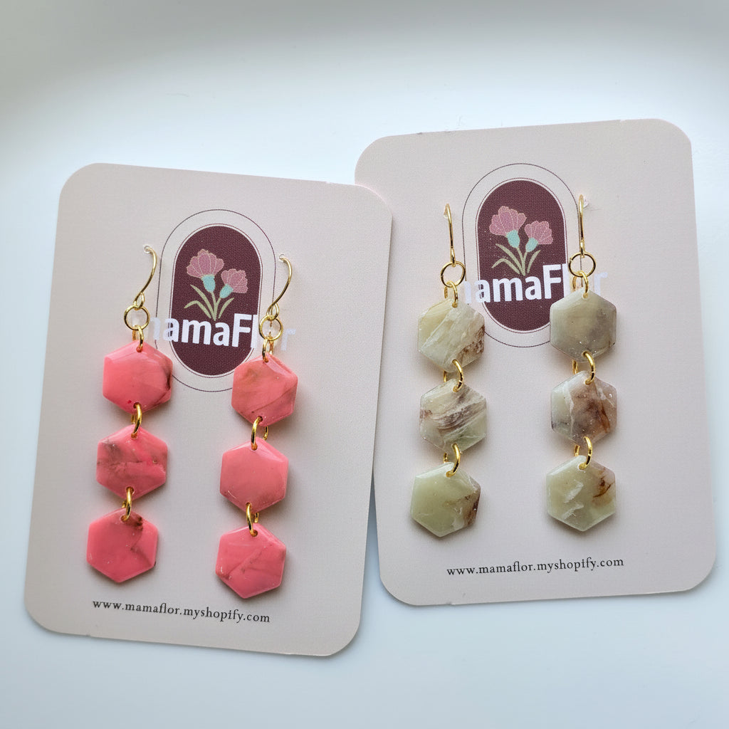 Trés Hex Hook Earrings