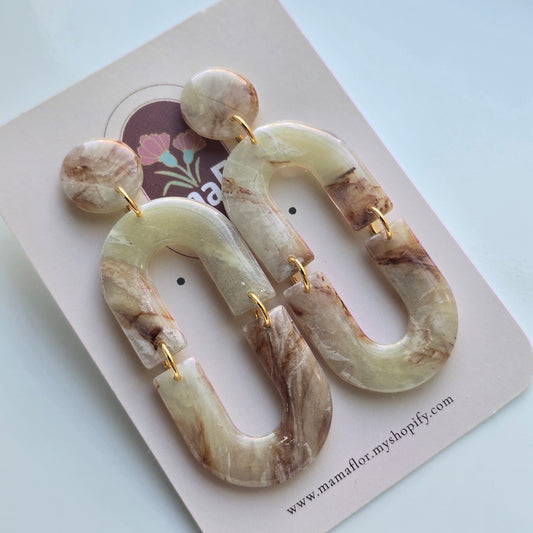 Olivia Dangle Earrings in Neutral Stone marbling