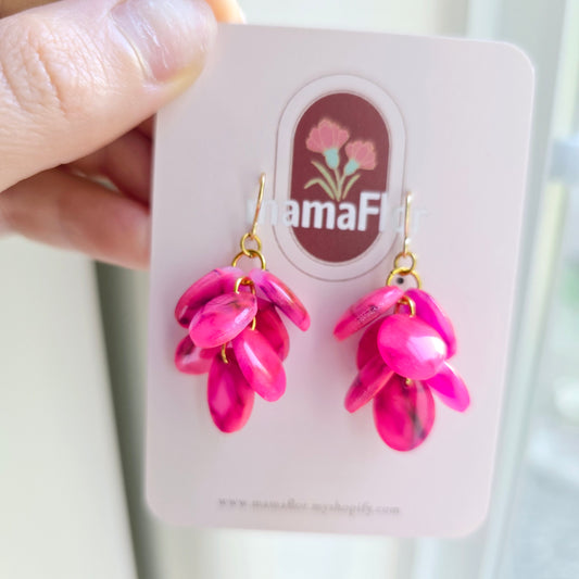 Ada Cascade Earrings in marble hot pink