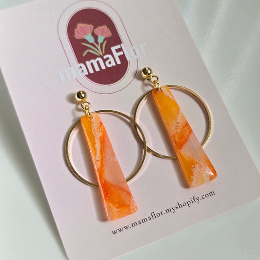 Petra Halo Dangle Earrings in translucent clementine marbling