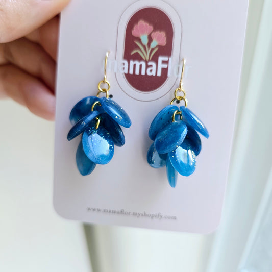 Ada Cascade Earrings in translucent speckled blue