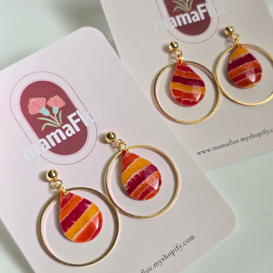 Gotita Halo Dangle Earrings in striped candy