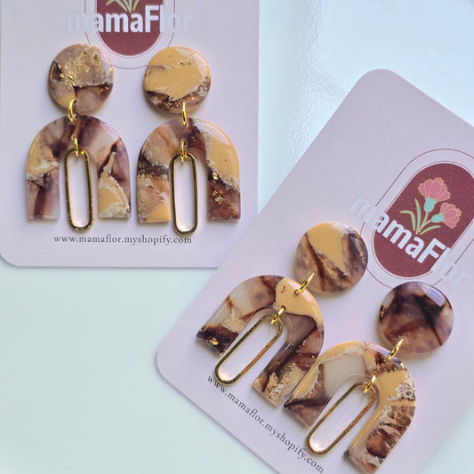 Miranda Dangle Earrings in translucent neutral earth tones