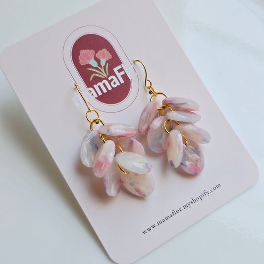 Ada Cascade Earrings in translucent pastel petals
