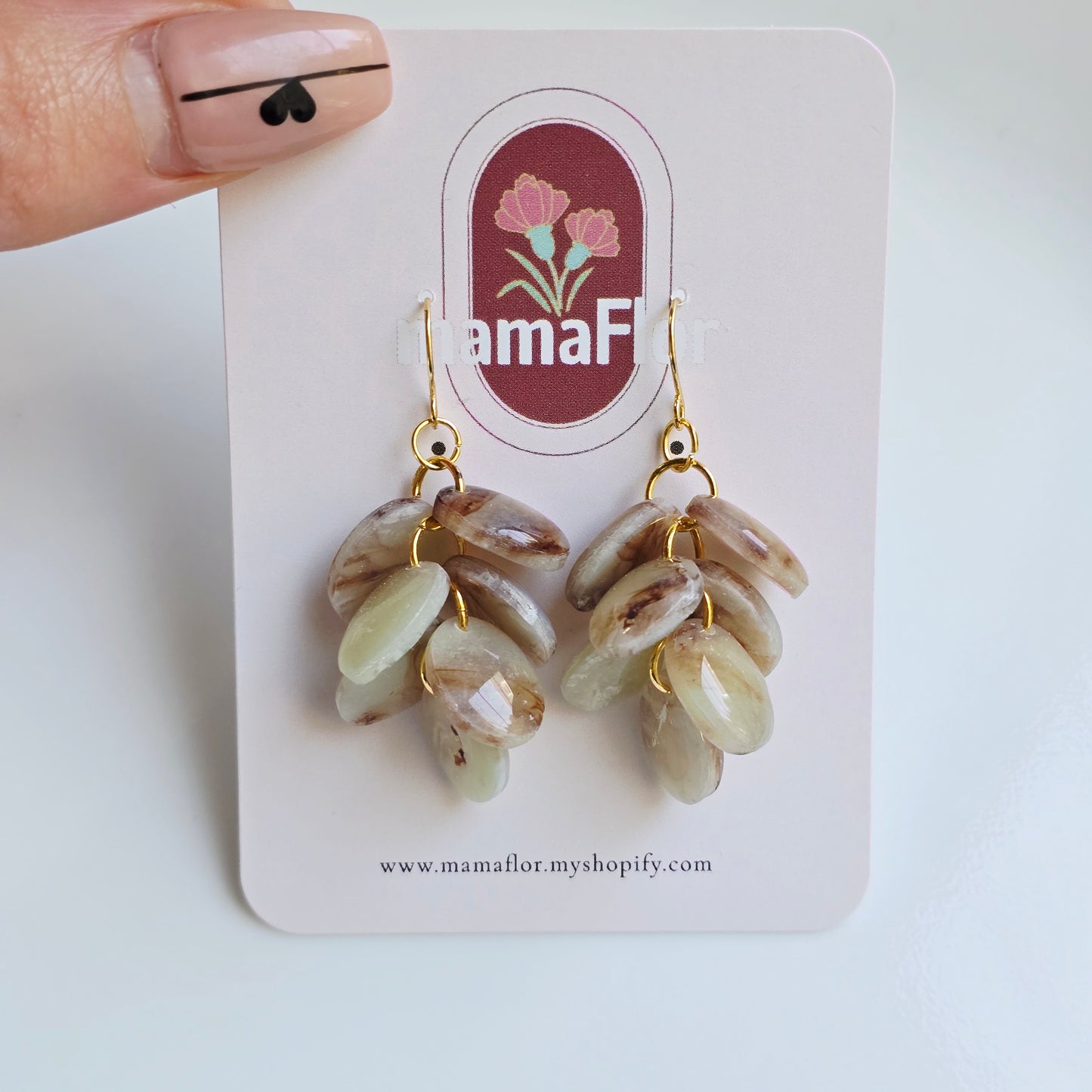 Ada Cascade Earrings in faux stone