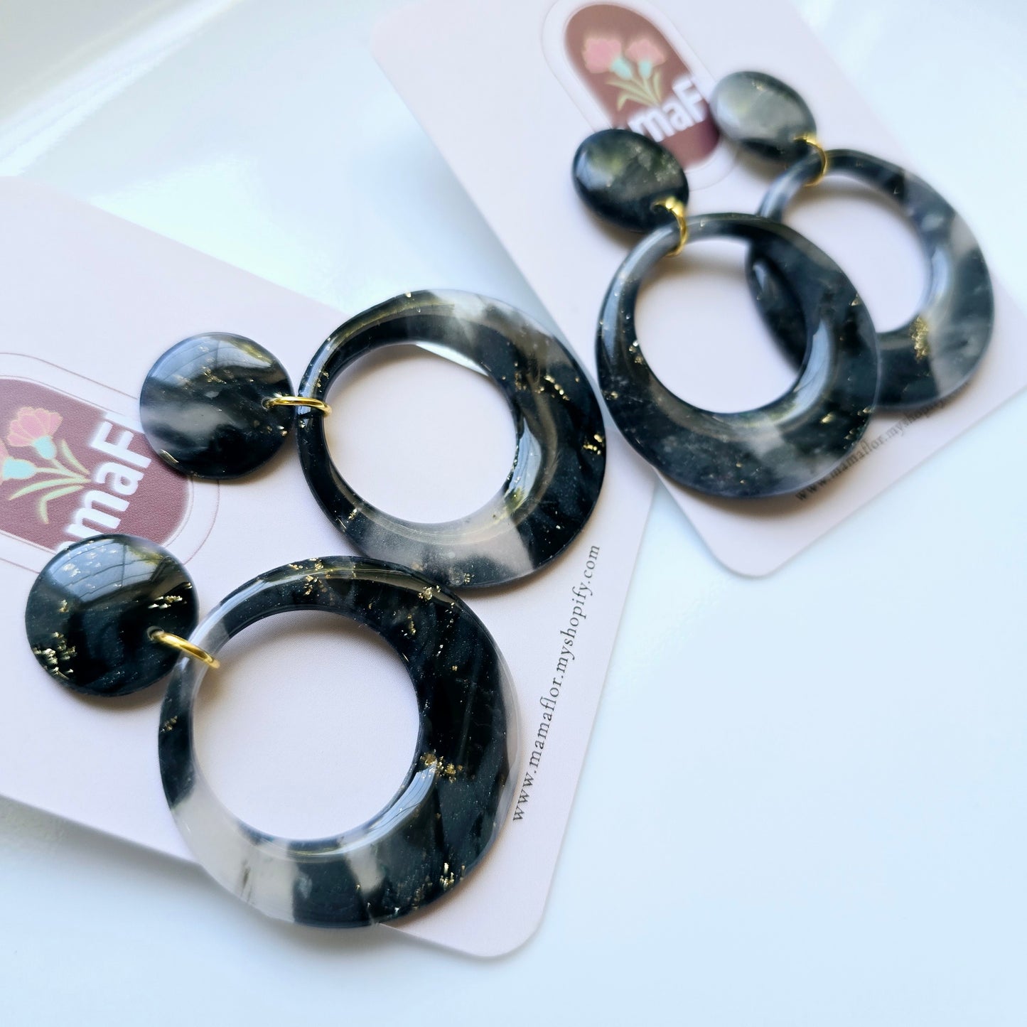 Ophelia Dangle Earrings in Night Marble