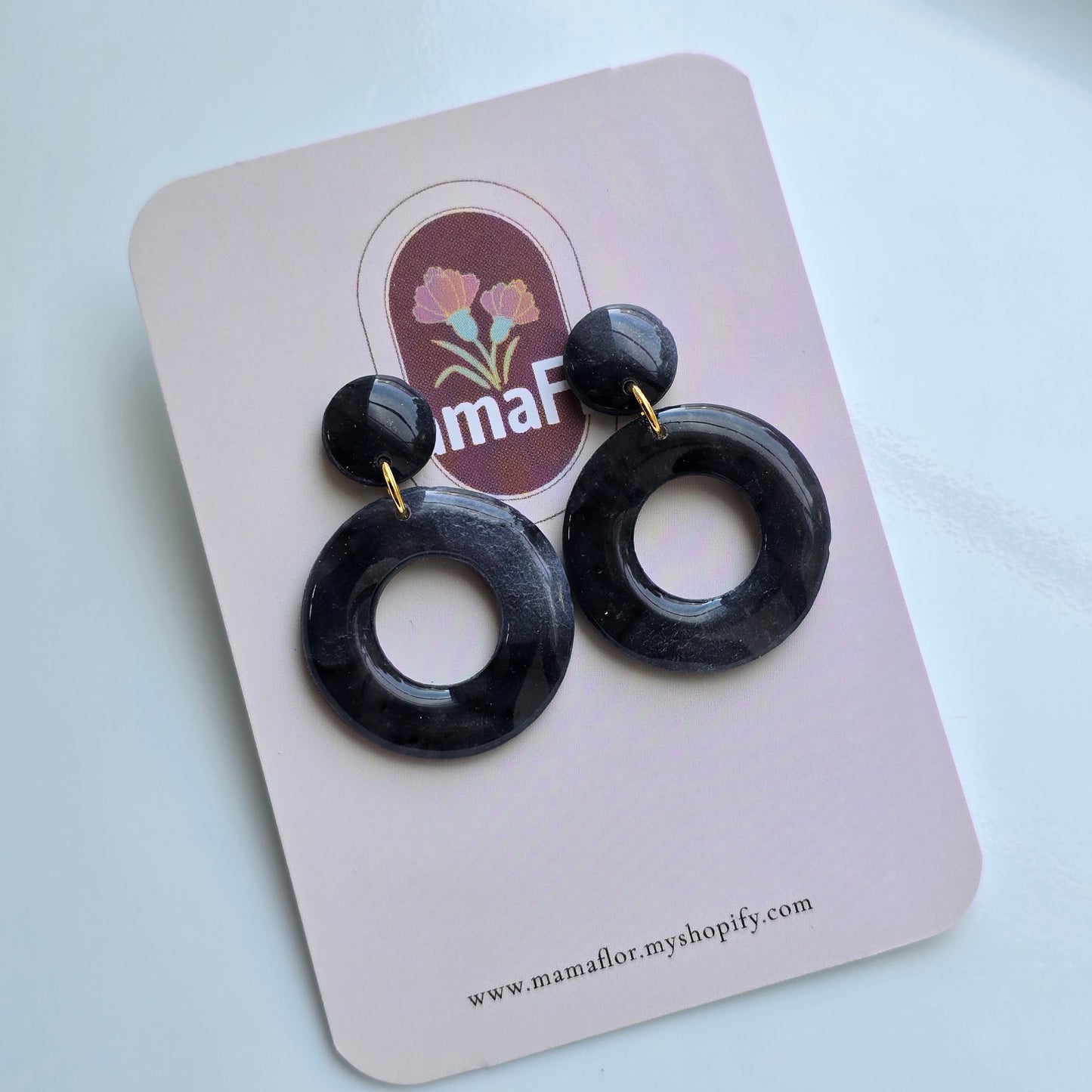 O'Bebé Hoop Dangle Earrings in River Rock marbling