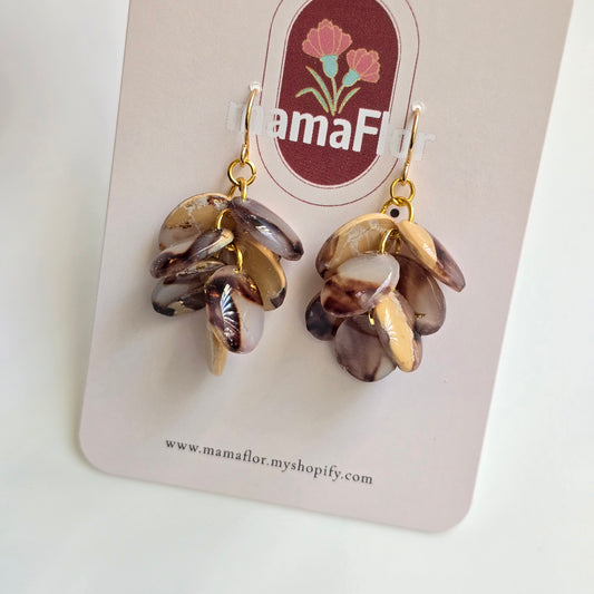 Ada Cascade Earrings in a neutral translucent marbling