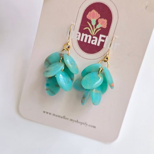 Ada Cascade Earrings in orange speckled translucent turquoise